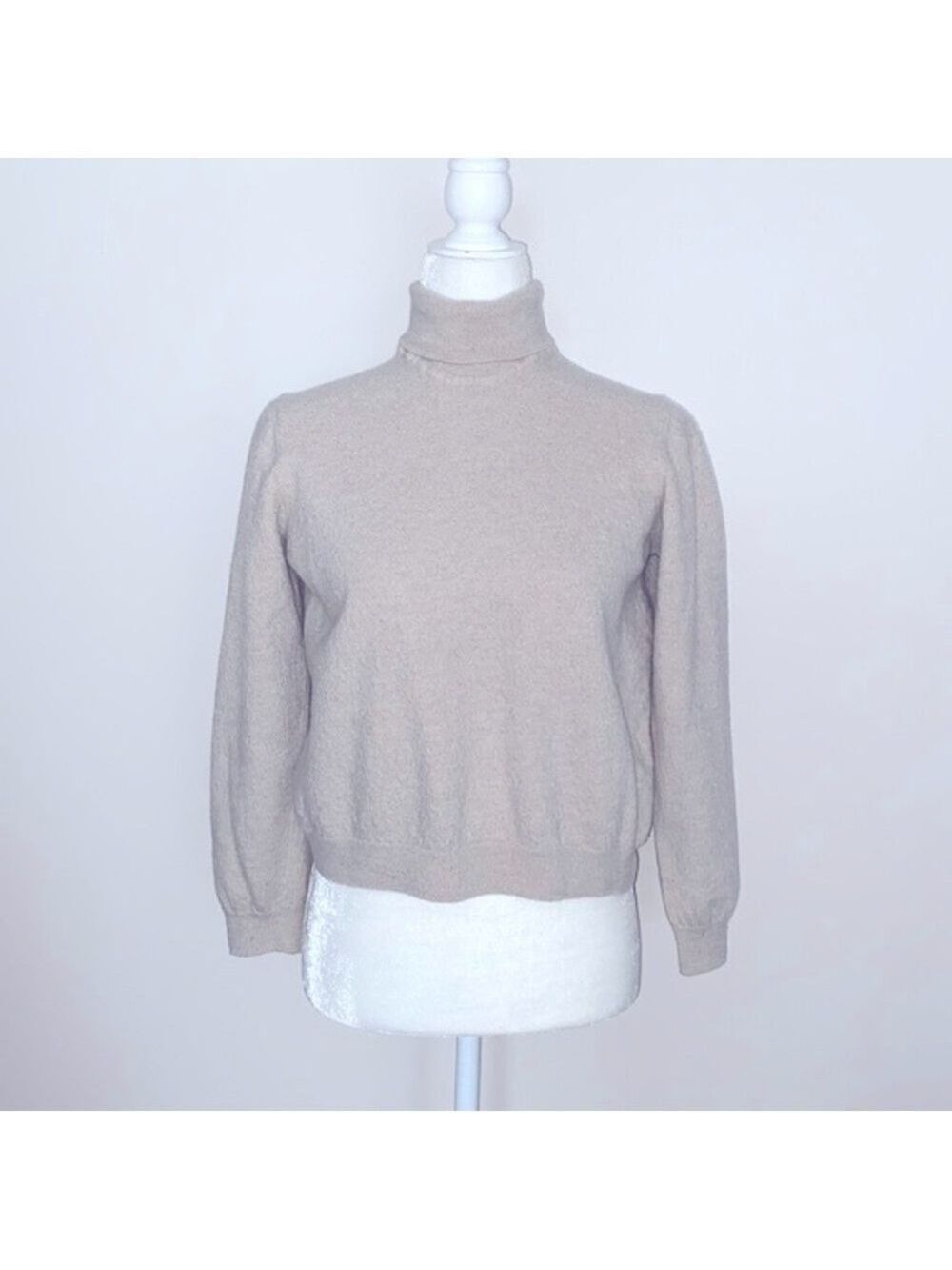 Brooks Brothers oatmeal textured turtleneck crop sweater